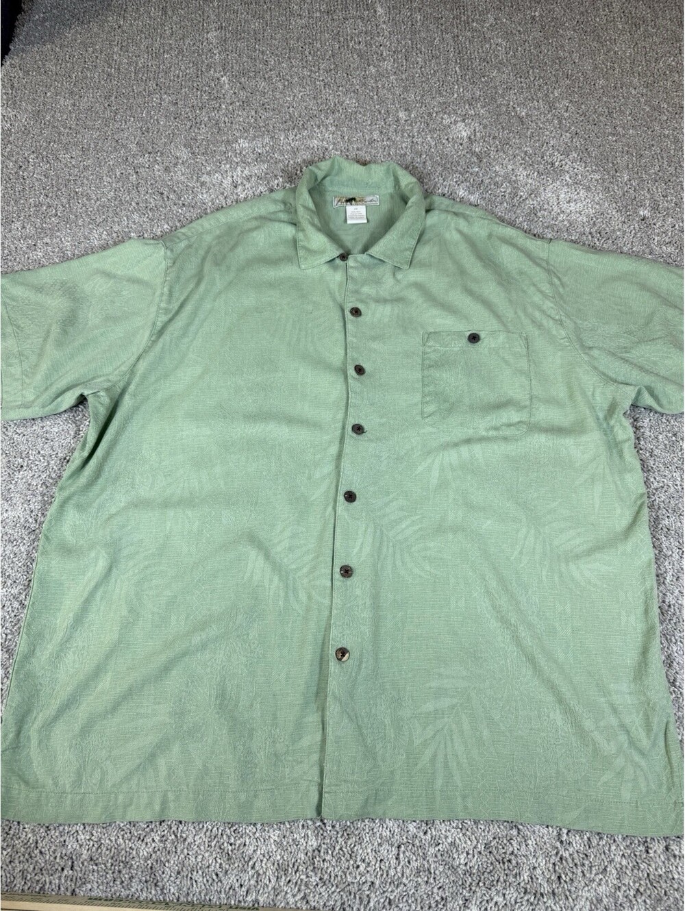 JOE MARLIN Silk Button Up Shirt Mens Size 2X Green Classic Vacation Shirt